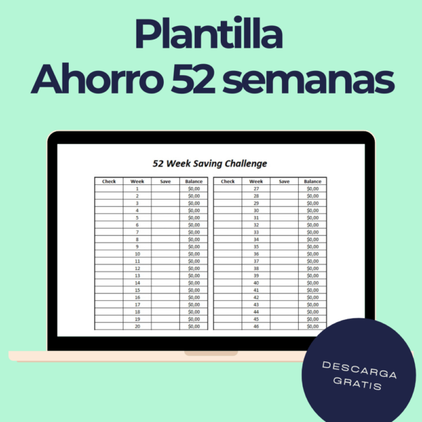 plantilla ahorro 52 semanas